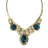 Metal and Blue Stone Collar Necklace