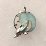 Diving Dolphin Wave with Bubbles Charm
