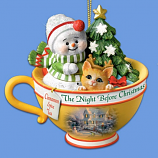 Night Before Christmas Snowman Teacup Ornament