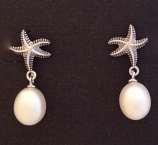 Starfish with Hanging Pearl Earrings