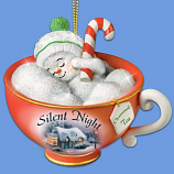 Silent Night Snowman Teacup Ornament