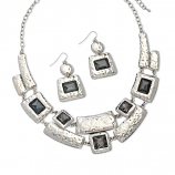 Arianna Black Textured Necklace & Earring Set