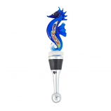 Blue Seahorse Glass Bottle Stopper