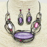 Hermatite Purple Ovals Necklace and Earrings Set
